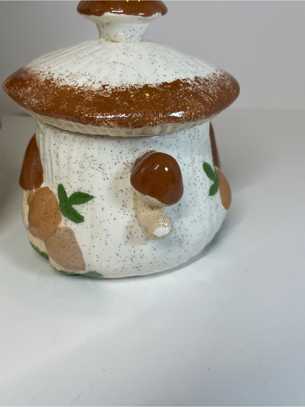 Vintage 1970s MCM Mushroom Canister Set of 2 Arnels Large Cookie Jar Sugar Bowl - Picture 11 of 16